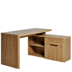 Schreibtisch mit Seitenregal in Eiche Optik - Abacho