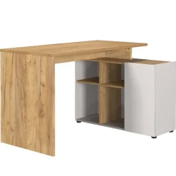 Schreibtisch mit Seitenregal in Hellgrau - Chiron