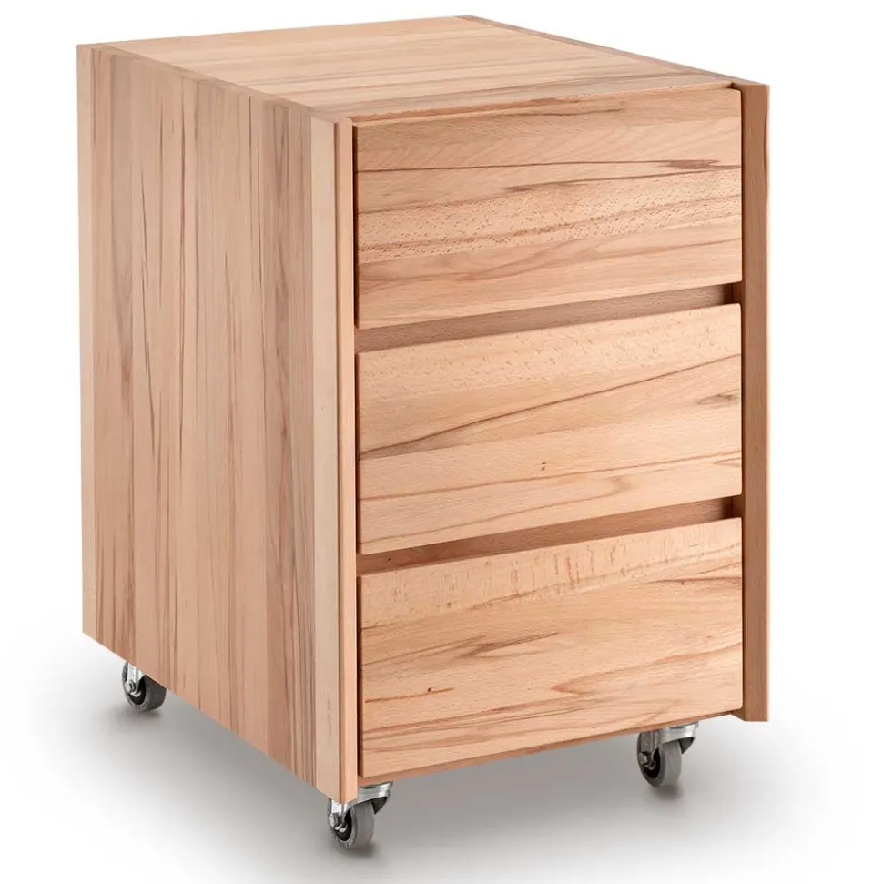 Schreibtisch Rollcontainer aus Massivholz - Senklas