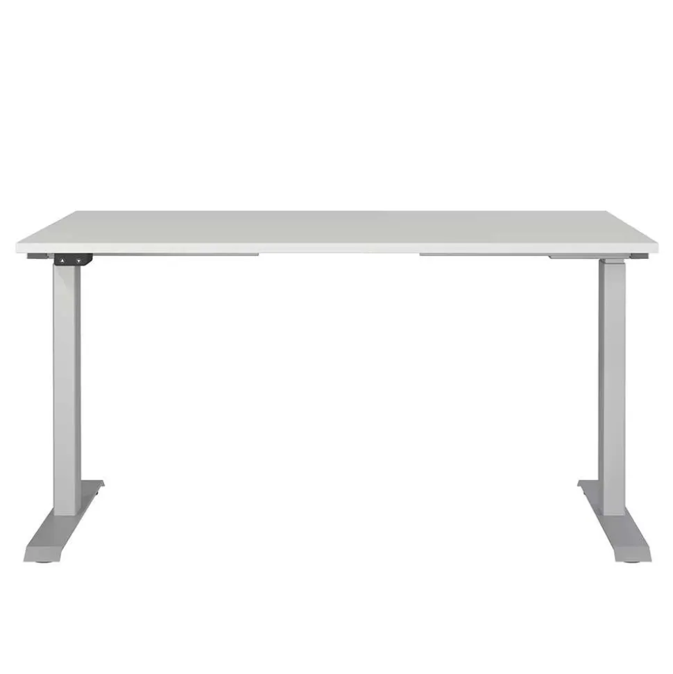 Schreibtisch zum Sitzen und Stehen in Lichtgrau - Salko