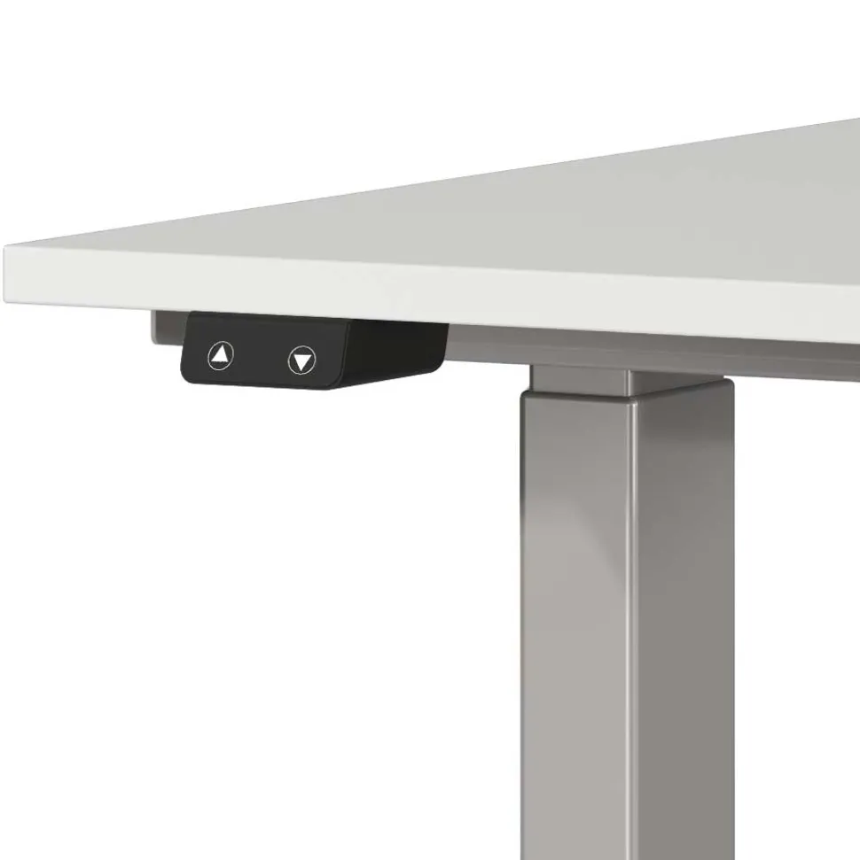 Schreibtisch zum Sitzen und Stehen in Lichtgrau - Salko