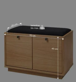 Schubladen Sitzbank Helvana mitr Eiche furniert