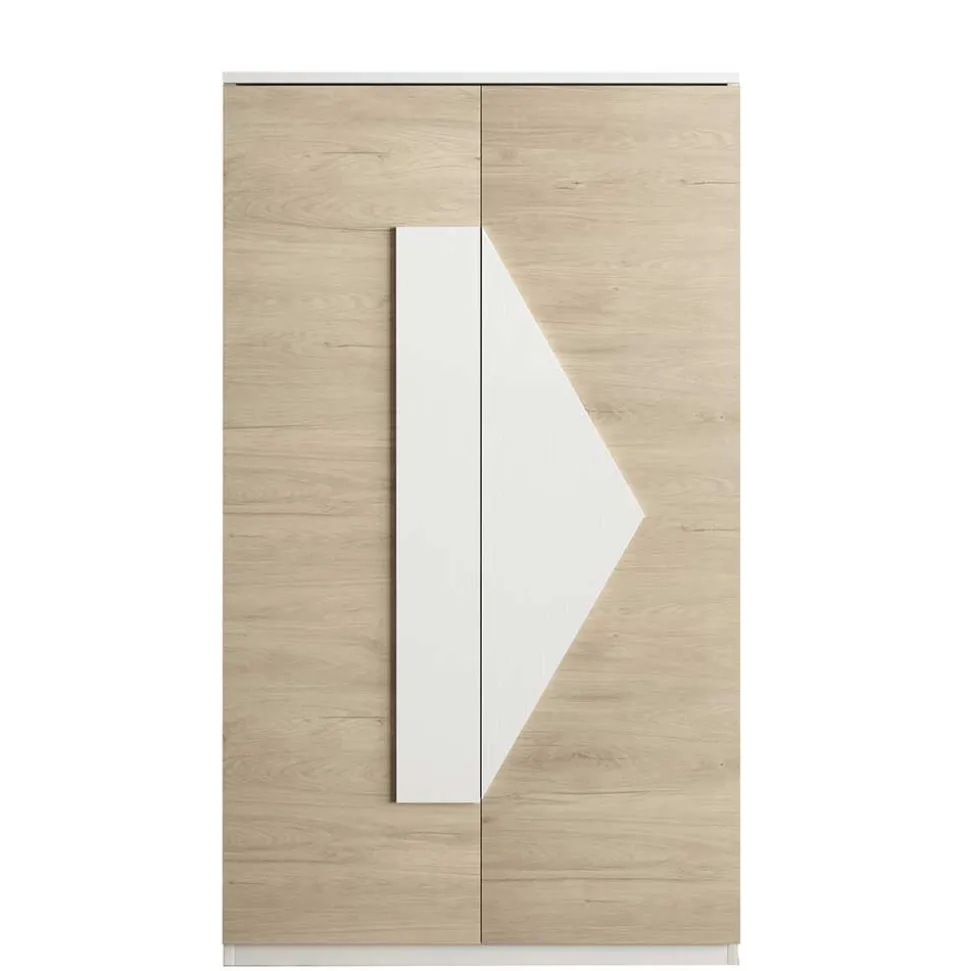 Schuh Designschrank in Eiche Bianco & Weiß - Wilios