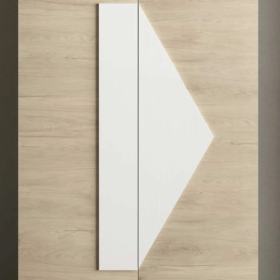 Schuh Designschrank in Eiche Bianco & Weiß - Wilios