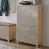 Schuh Klappenschrank Diecca in Taupe Glas beschichtet