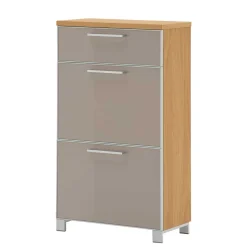 Schuh Klappenschrank Diecca in Taupe Glas beschichtet