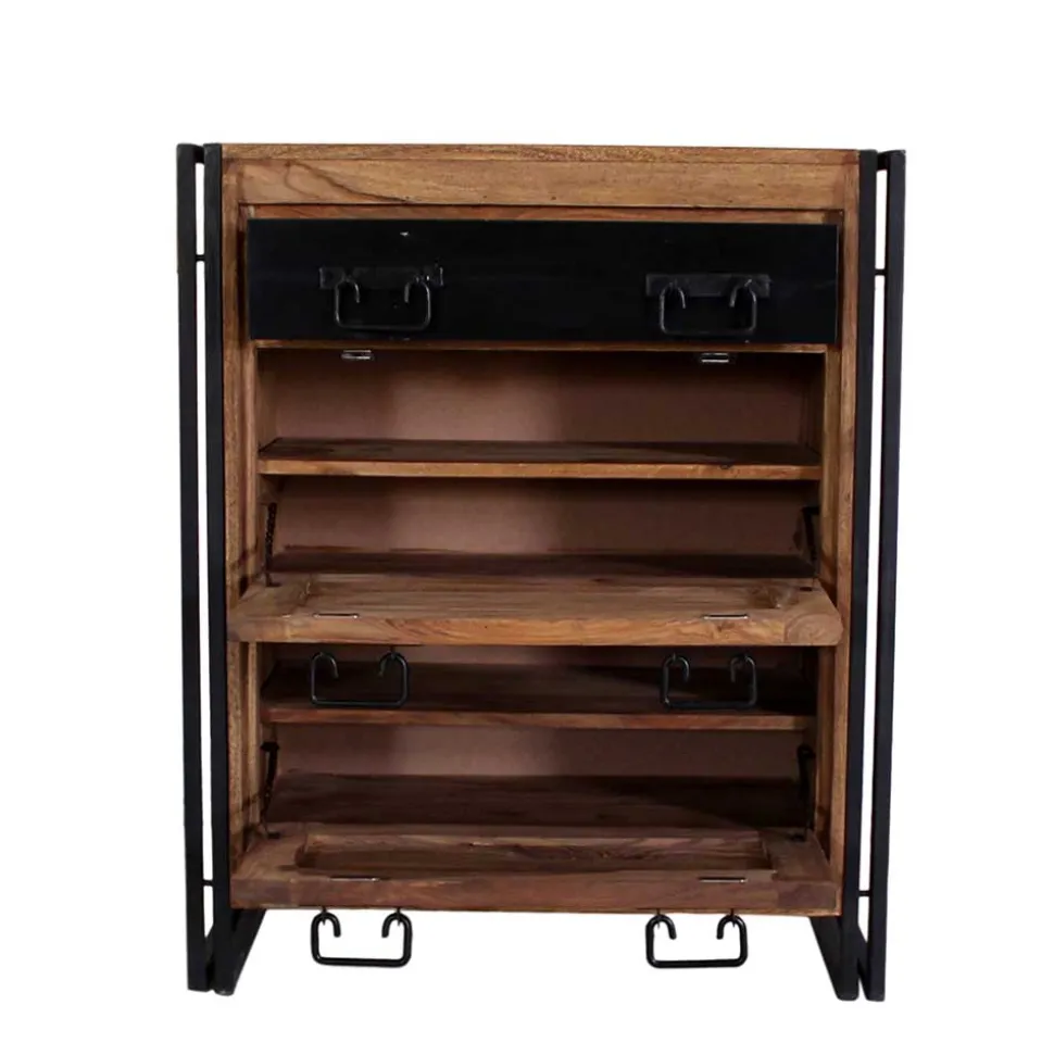 Schuh Klappenschrank Mendoza aus Akazie Massivholz