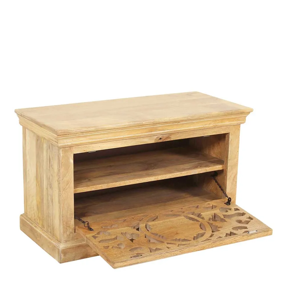 Schuhbank aus Mangoholz Sandfarben - Runiasa