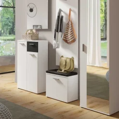 Schuhbank in Weiß mit Schwarz - Massa