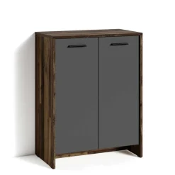 Schuh-Kommode in Anthrazit und Altholz NB - Oktaria