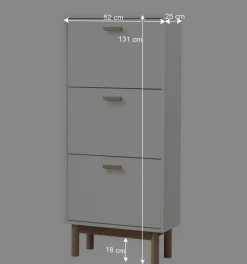 Schuhkommode in Weiß mit Eiche - Savuta