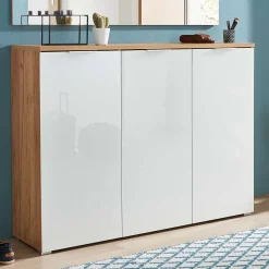 Schuhschrank & Wandspiegel Set Reestyl in Eiche Dekor (zweiteilig)