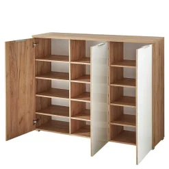 Schuhschrank & Wandspiegel Set Reestyl in Eiche Dekor (zweiteilig)