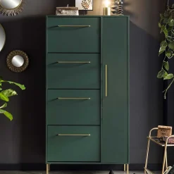 Schuhschrank in Dunkelgrün & Gold - Aqua