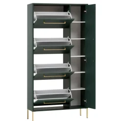 Schuhschrank in Dunkelgrün & Gold - Aqua