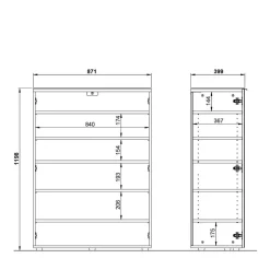 Schuhschrank in Grau glasbeschichtet - Ilfred
