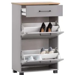 Schuhschrank in Platingrau und Eiche - Benja