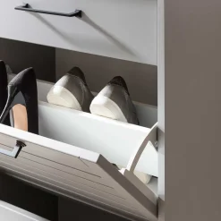 Schuhschrank in Platingrau und Eiche - Benja