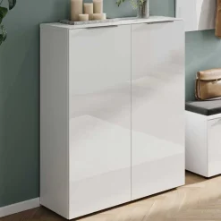 Schuhschrank in Weiß mit Glasbeschichtung - Kofi