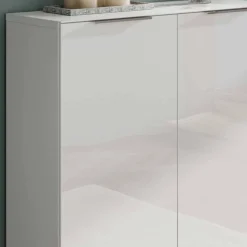 Schuhschrank in Weiß mit Glasbeschichtung - Kofi