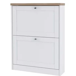 Schuhschrank in Weiß mit Sonoma-Eiche - Nudion