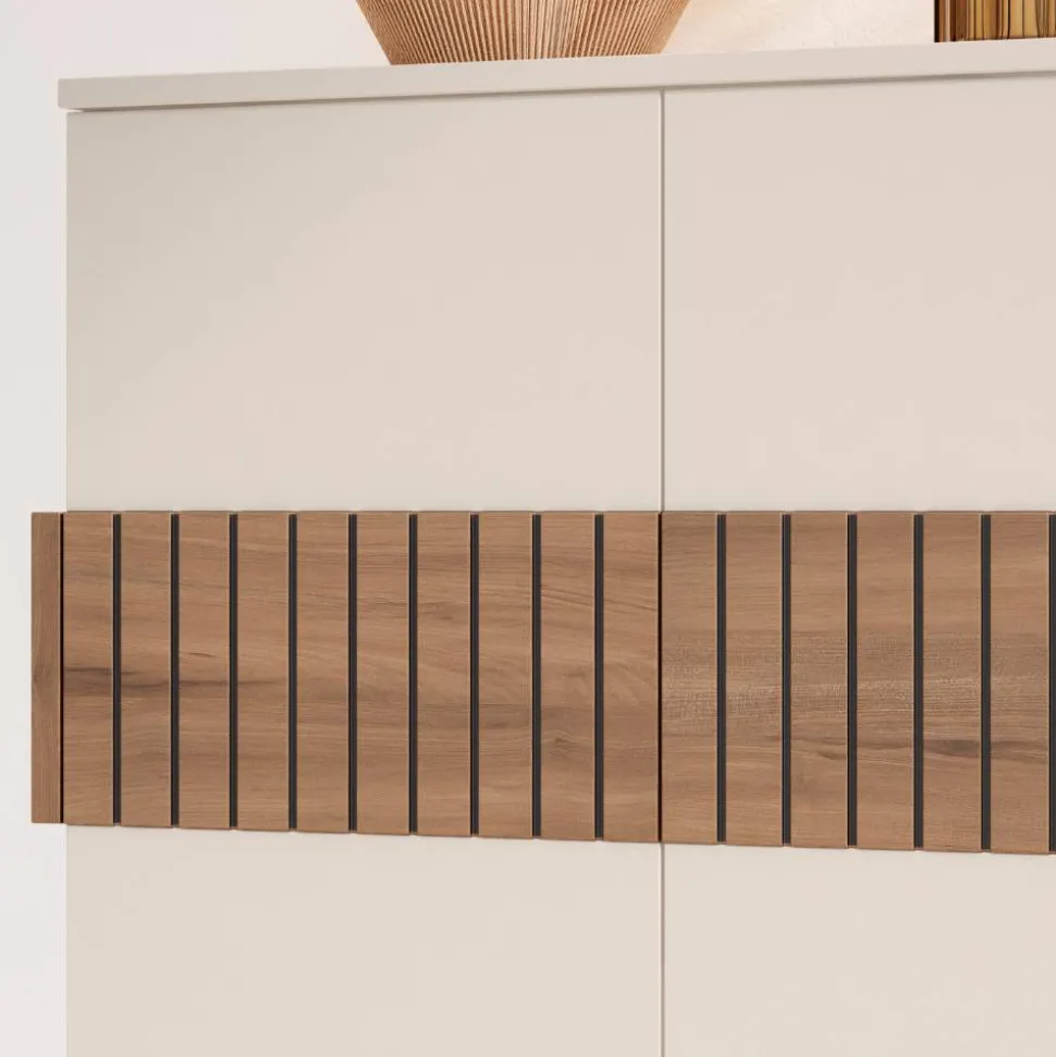 Schuhschrank in Weiß und Holzoptik Braun - Addara