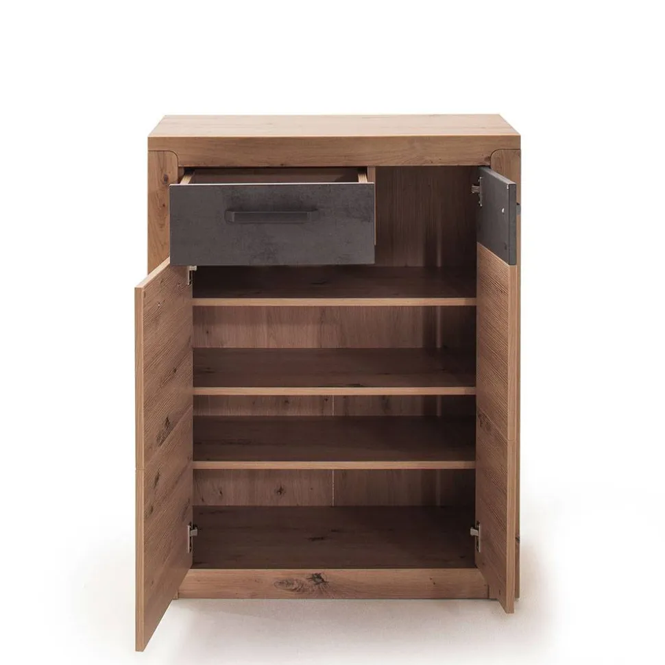 Schuhschrank in Wildeiche mit Dunkelgrau - Carry
