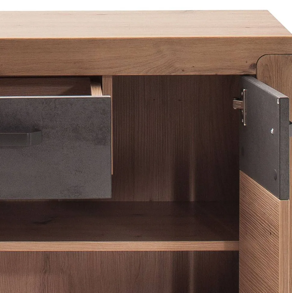 Schuhschrank in Wildeiche mit Dunkelgrau - Carry