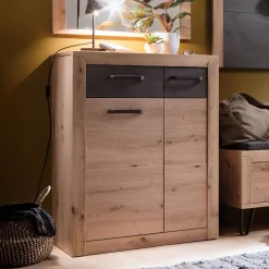 Schuhschrank in Wildeiche mit Dunkelgrau - Carry