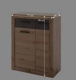 Schuhschrank in Wildeiche mit Dunkelgrau - Carry