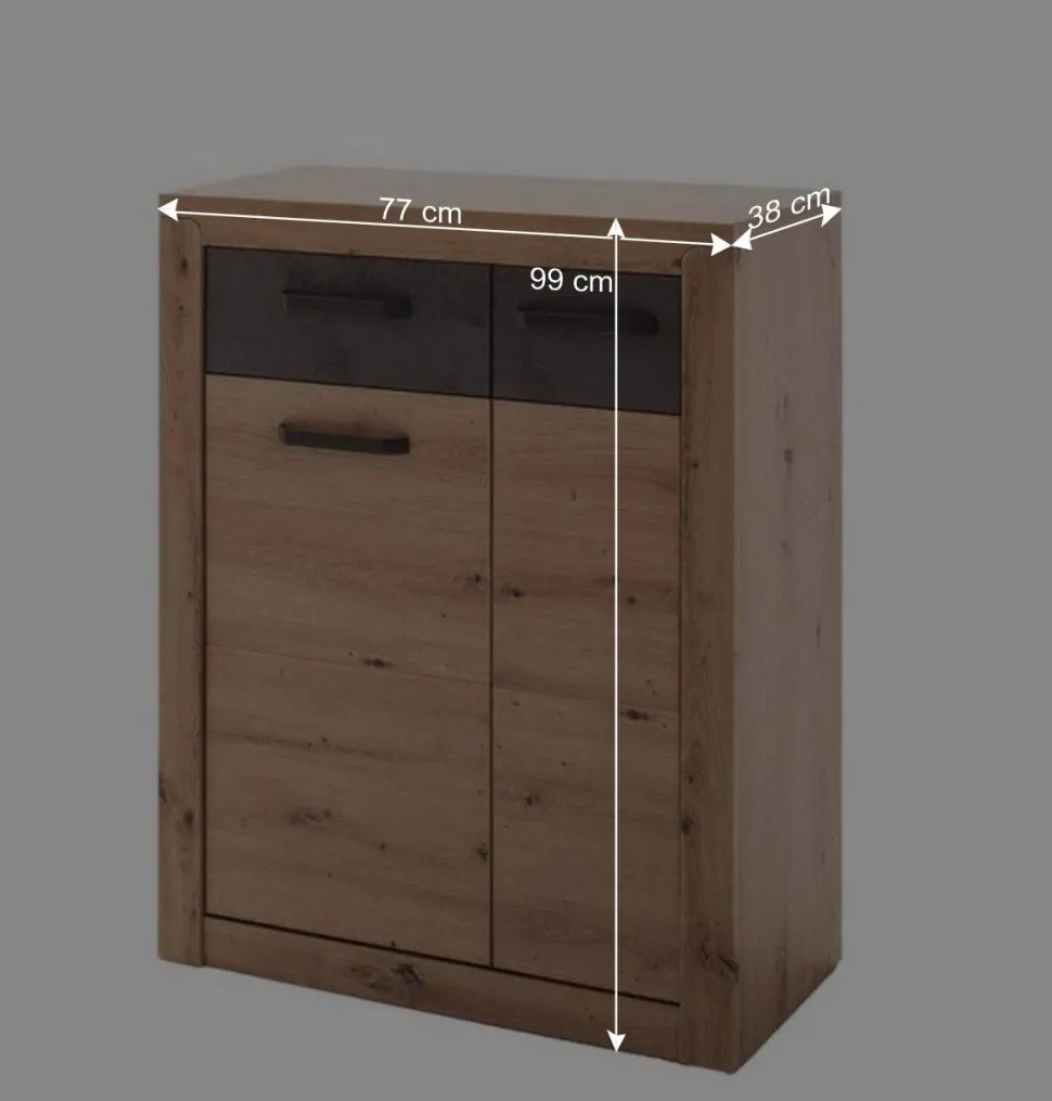 Schuhschrank in Wildeiche mit Dunkelgrau - Carry