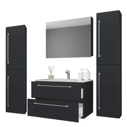 Schwarze Badezimmer Einrichtungsset - Gloriella (vierteilig)