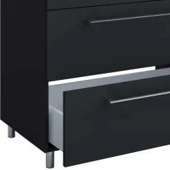 Schwarze Badezimmermöbel mit Weiß - Gloriella (dreiteilig)