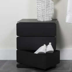 Schwarze Design Stahlkommode mit drei Schubladen - Zunil