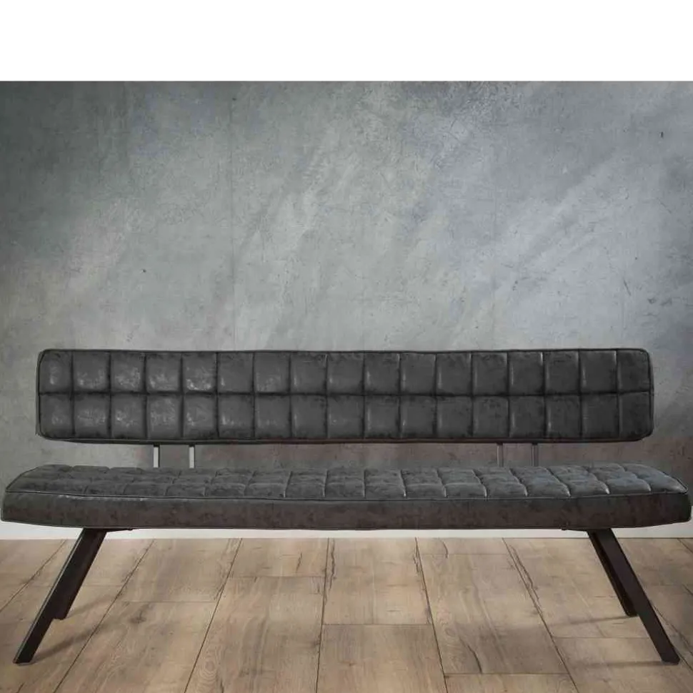 Schwarze Esszimmerbank mit Lehne - Jaitur