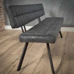 Schwarze Esszimmerbank mit Lehne - Jaitur