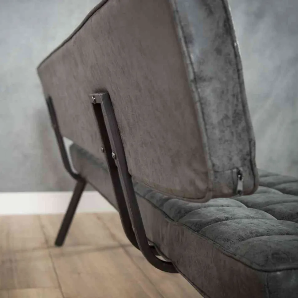 Schwarze Esszimmerbank mit Lehne - Jaitur