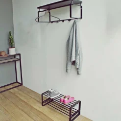 Schwarze Garderobe & Schuhregal - Satroni II (zweiteilig)