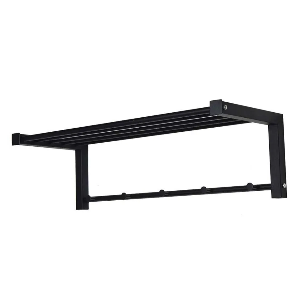 Schwarze Stahl Wandgarderobe mit Hutablage - Tattra