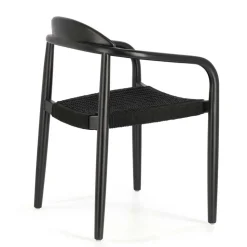 Schwarze Stühle aus Akazie & Kordel - Varioma (4er Set)