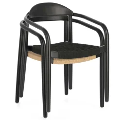 Schwarze Stühle aus Akazie & Kordel - Varioma (4er Set)