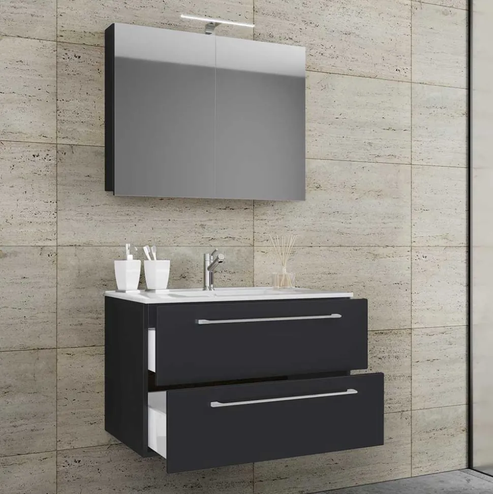 Schwarzer Badezimmer-Waschplatz Set - Gloriella (zweiteilig)