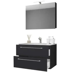 Schwarzer Badezimmer-Waschplatz Set - Gloriella (zweiteilig)
