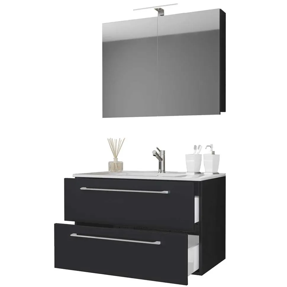 Schwarzer Badezimmer-Waschplatz Set - Gloriella (zweiteilig)
