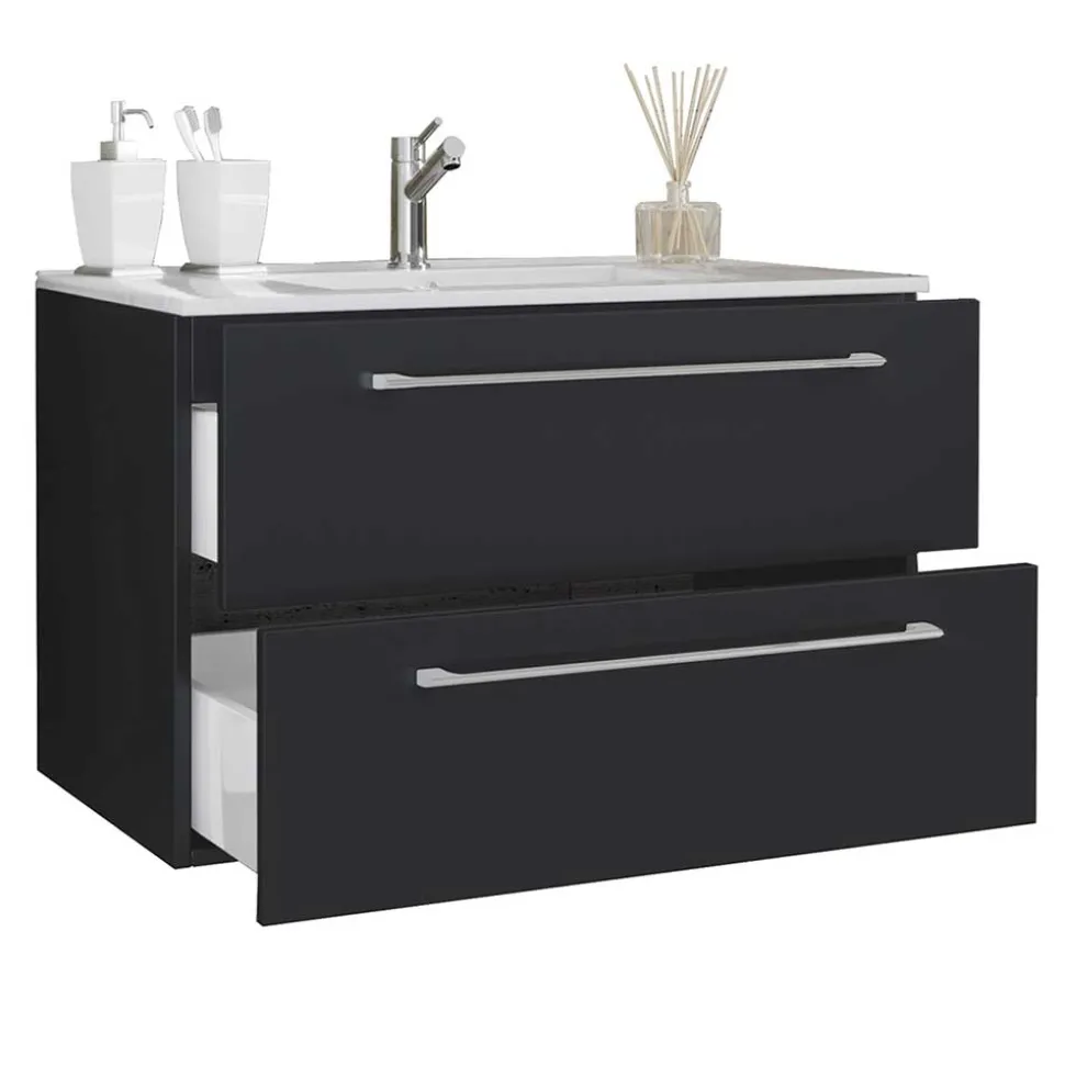 Schwarzer Badezimmer-Waschplatz Set - Gloriella (zweiteilig)