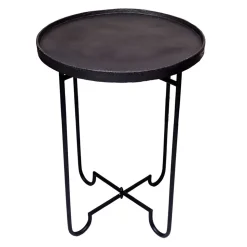 Schwarzer Beistelltisch mit Alu Platte - Amalia