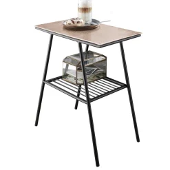 Schwarzer Beistelltisch mit Gitterablage - Lionica