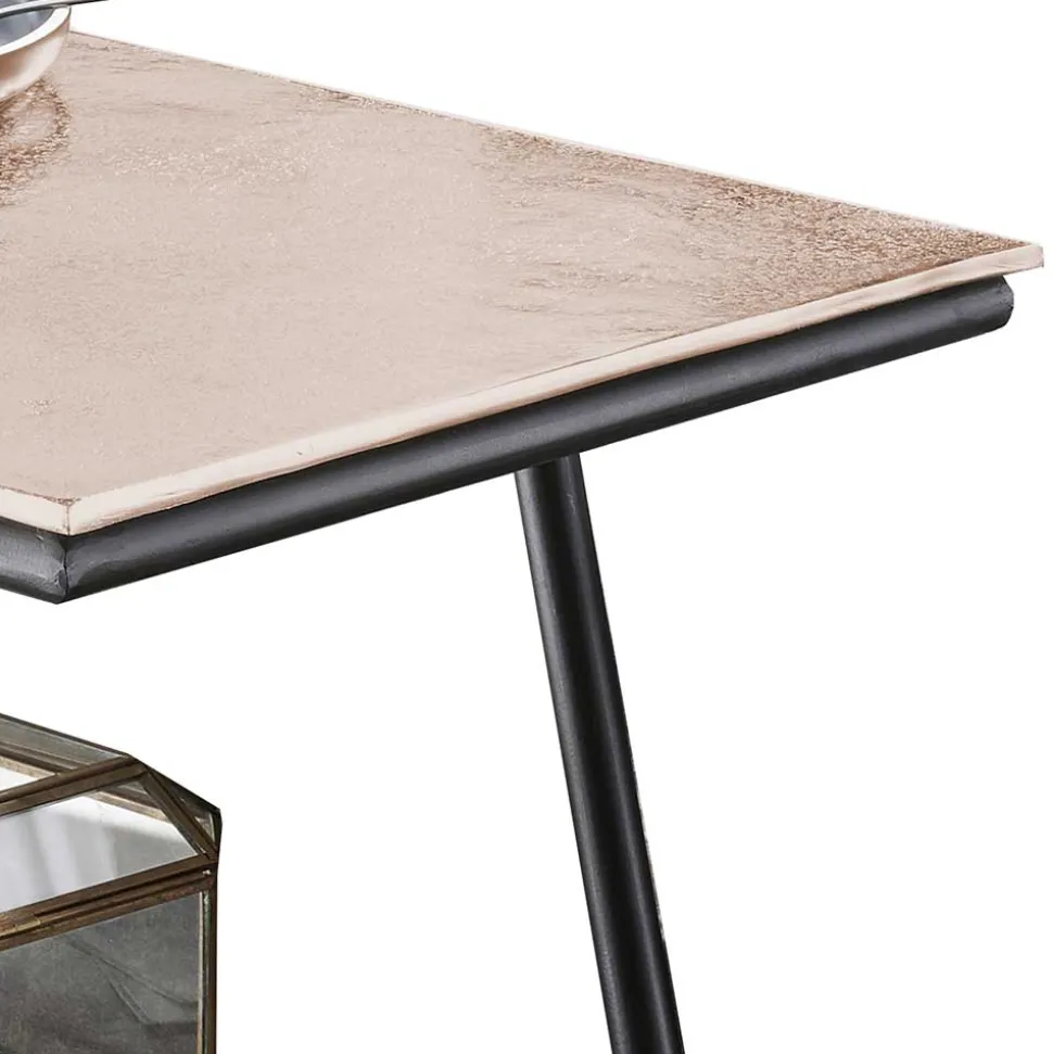 Schwarzer Beistelltisch mit Gitterablage - Lionica