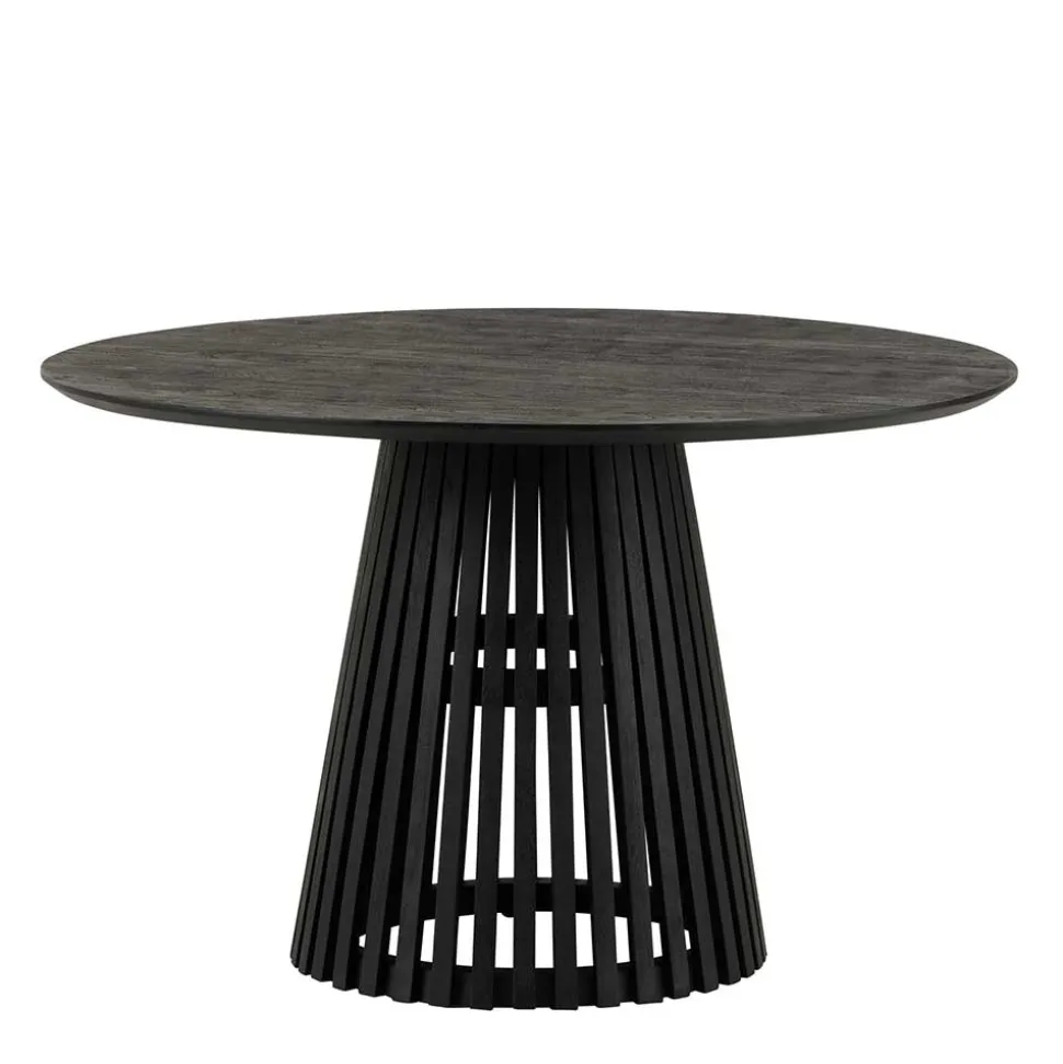 Schwarzer Design Säulentisch mit Schweizer Kante - Vamaica