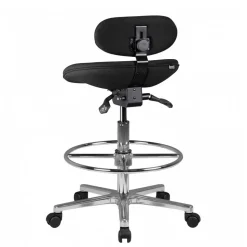 Schwarzer Drehhocker mit niedriger Rückenlehne - Zafyra